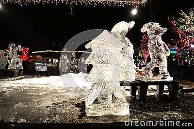 Luminous Display Ice Sculptures Editorial Stock Photo